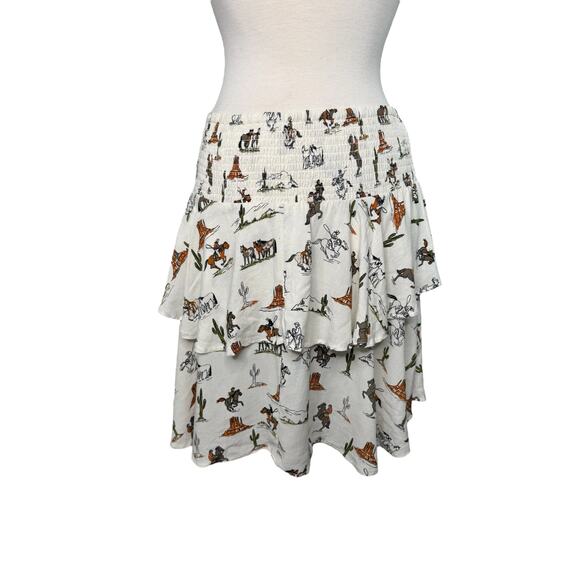 Ariat Dresses & Skirts - ARIAT *NEW* HiLo Jordan Skirt Sz Large Cowgirl Western Print Ivory Smocked Linen
